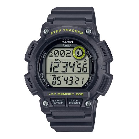 CASIO 卡西歐 經典大錶面計步運動電子錶-灰(WS-2100H-8A)