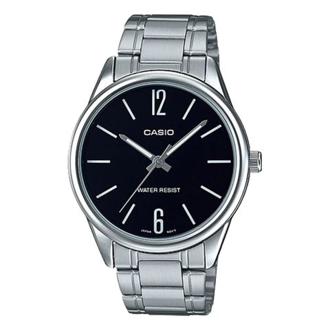 【CASIO 】型男時尚首選簡約風格不鏽鋼錶-銀X黑面(MTP-V005D-1B)