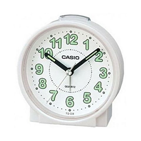 CASIO 實用必備夜間指針桌上圓型鬧鐘-白-TQ-228-7DF