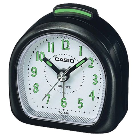 【CASIO 】夜光指針桌上型鬧鐘-黑 (TQ-148-1)
