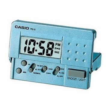 CASIO 卡西歐 輕巧隨身型數字電子鬧鐘-藍 (PQ-10D-2)