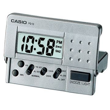 CASIO輕巧隨身型數字電子鬧鐘-灰 (PQ-10D-8)