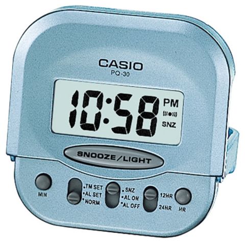 【CASIO 】輕巧型超小旅行用可摺疊鬧鐘-藍 (PQ-30-2 )