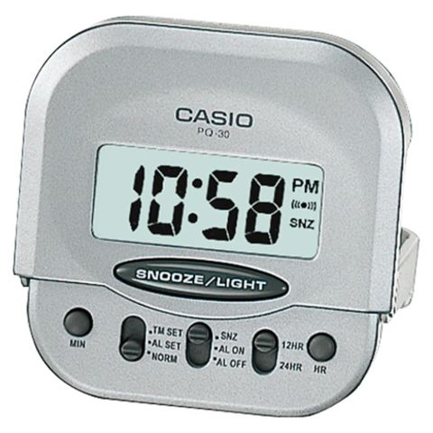 【CASIO 】輕巧型超小旅行用可摺疊鬧鐘-灰 (PQ-30-8)