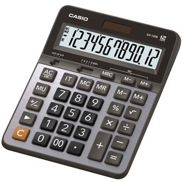 CASIO 卡西歐 桌上型12位數計算機-黑灰色-(GX-120B)