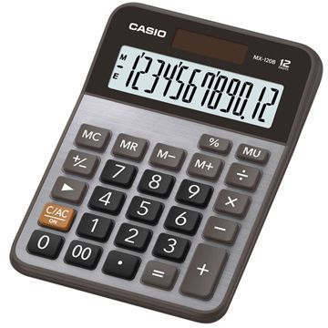 CASIO 卡西歐 12位數金屬面板計算機-黑灰色-(MX-120B)