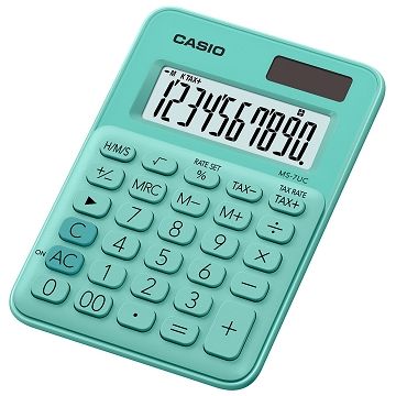 CASIO 】10位元繽紛馬卡龍色迷你型計算機-薄荷綠(MS-7UC-GN) - PChome