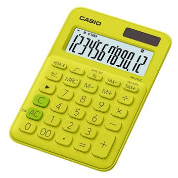 CASIO 卡西歐 12位元甜美馬卡龍色系列計算機-(MS-20UC-YG)芥末黃