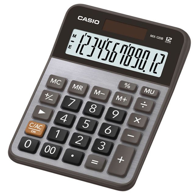 CASIO 卡西歐 12位數金屬面板計算機-黑灰色-(MX-120B)