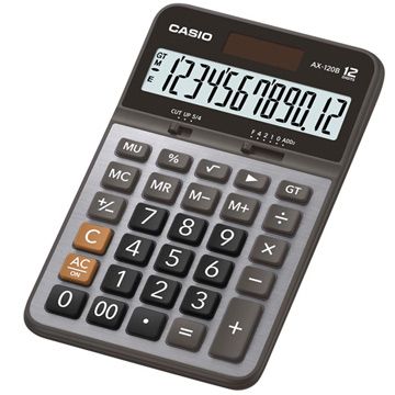 【CASIO】金屬面板12位元計算機-黑灰(AX-120B)