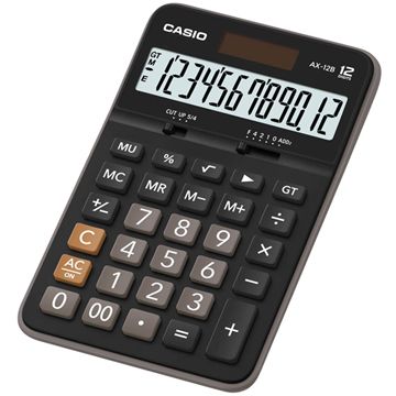 CASIO 卡西歐 12位元計算機-黑灰色(AX-12B)