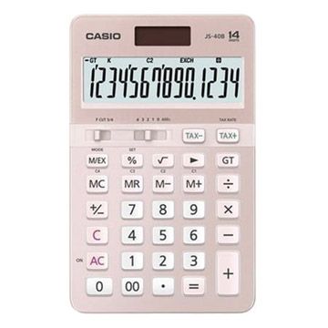 CASIO 卡西歐 季節限定!粉嫩櫻花色~14位元商用桌上型計算機-(JS-40B-PK)