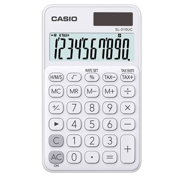 【CASIO 】10位元浪漫馬卡龍口袋型計算機-牛奶白 (SL-310UC-WE)