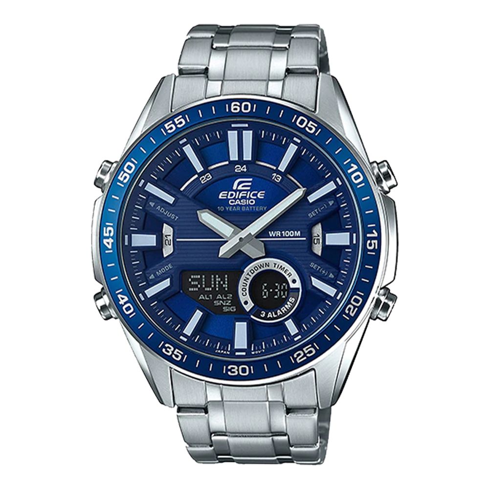 CASIO 卡西歐  EDIFICE 定時數碼雙重顯示計時錶(EFV-C100D-2A)-藍x51mm