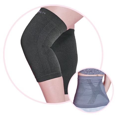 【京美】X銀纖維極塑護腰+銀纖維長效護膝1雙