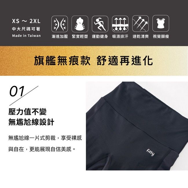 iFit 愛瘦身 Fitty 護膝壓力褲 旗艦無痕款 黑色 XS-2XL