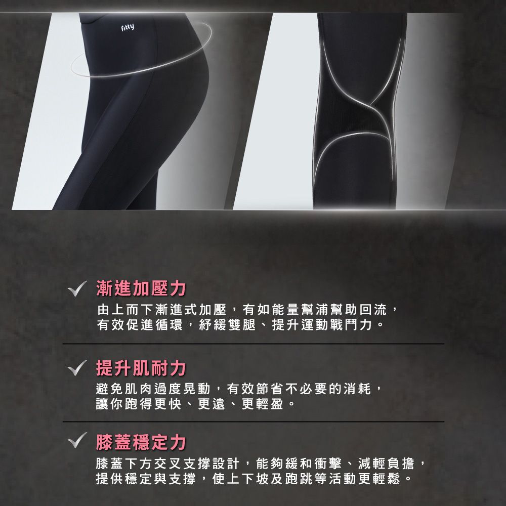 iFit 愛瘦身 Fitty 護膝壓力褲經典無痕女款