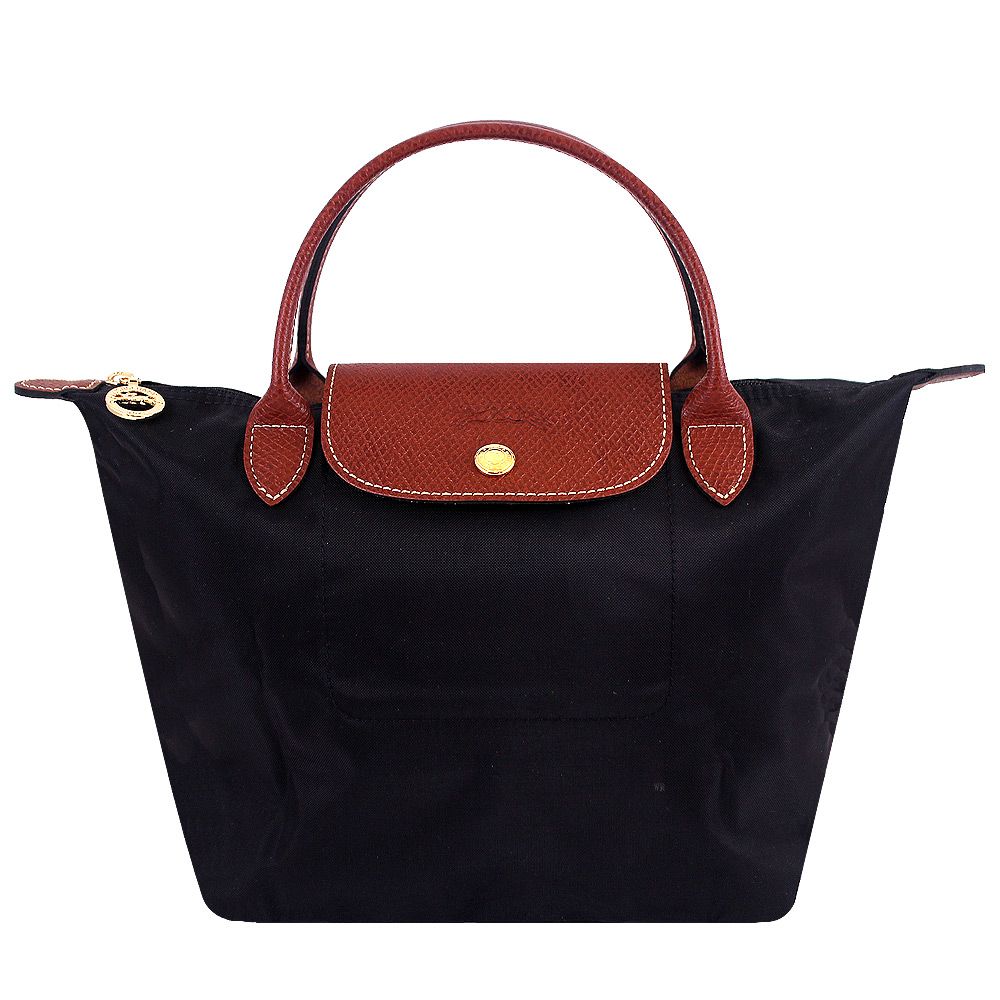 Longchamp LE PLIAGE 黑色再生尼龍布短把小水餃包