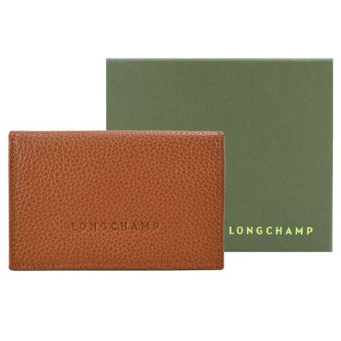 LONGCHAMP LE FOULONN?系列牛皮卡片夾(焦糖)