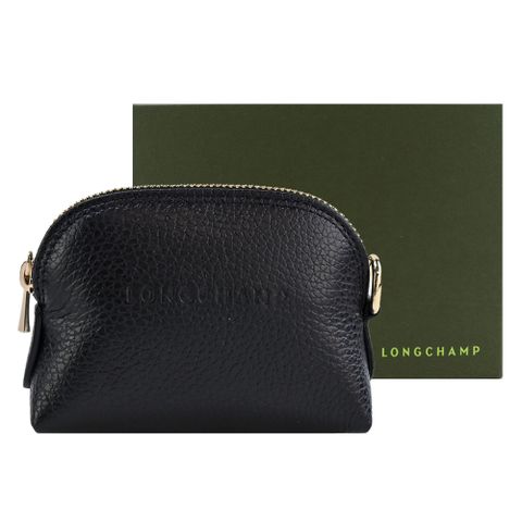 Longchamp LE FOULONN?系列牛皮零錢包(黑)