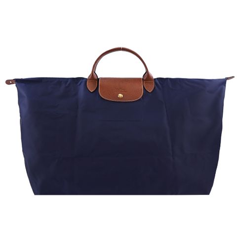 LONGCHAMP LE PLIAGE系列短把再生尼龍摺疊水餃旅行袋(特大/海軍藍)