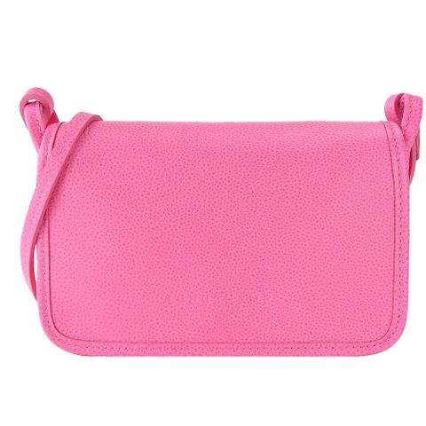 LONGCHAMP LE FOULONN?系列牛皮翻蓋夾式斜背包(糖果粉)