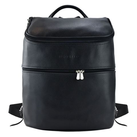 LONGCHAMP LE FOULONN? 系列牛皮前拉鍊後背包(黑)