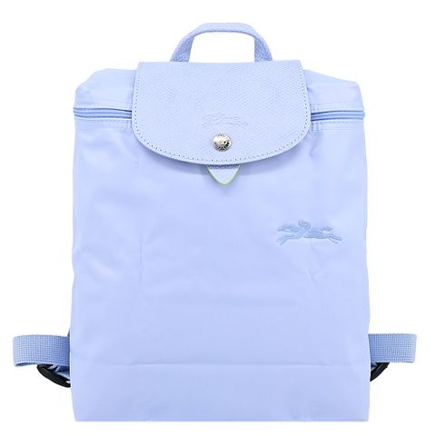 Longchamp LE PLIAGE GREEN系列刺繡再生尼龍摺疊後背包(天澄)