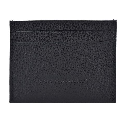 LONGCHAMP LE FOULONN?系列壓紋牛皮名片夾(黑)