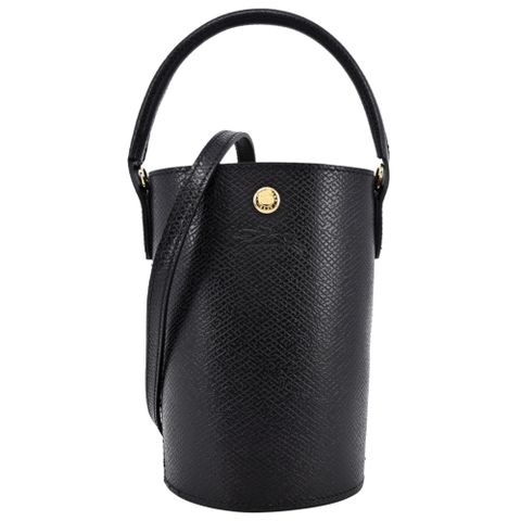 LONGCHAMP ?PURE系列牛皮壓印手提/斜背水桶包(迷你/黑)