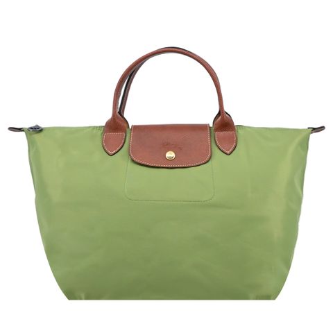 LONGCHAMP LE PLIAGE系列短把再生尼龍摺疊水餃包(中/苔蘚綠)