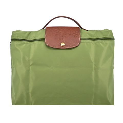 LONGCHAMP LE PLIAGE系列再生尼龍手提摺疊公事包(小/苔蘚綠)