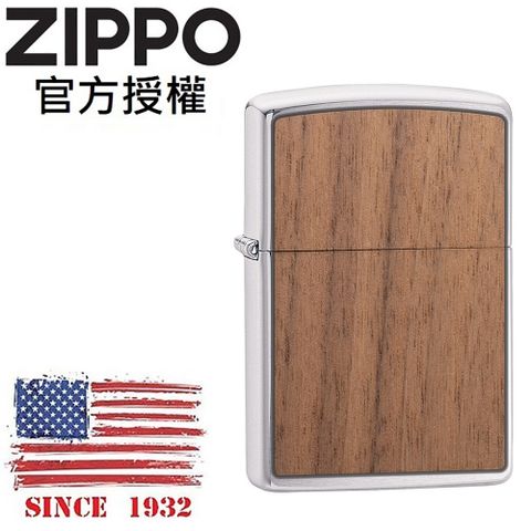 Zippo 【官方授權店】 WOODCHUCK USA Walnut 核桃木紋防風打火機