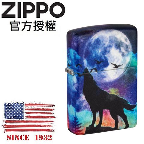 Zippo 【官方授權店】 Wolf 夜色狼嚎環繞設計防風打火機