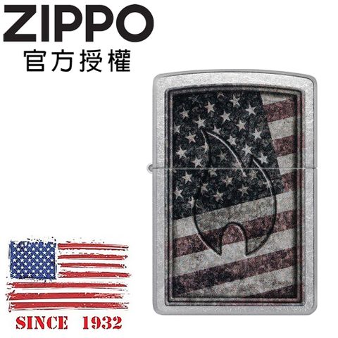 Zippo 【官方授權店】AMERICANA DESIGN 美國火焰旗幟防風打火機