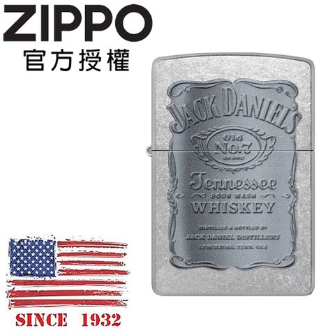 Zippo 【官方授權店】Jack Daniels 傑克丹尼聯名款-灰色標章防風打火機