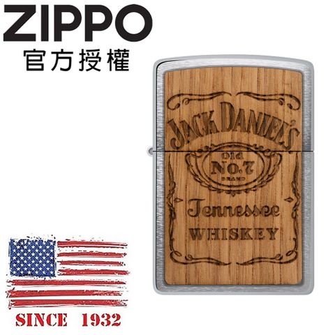 Zippo 【官方授權店】 Jack Daniels 傑克丹尼聯名款-木紋雕刻防風打火機