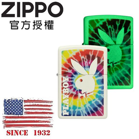 Zippo 【官方授權店】Playboy花花公子-彩色漩渦(夜光漆)防風打火機