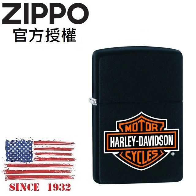 Zippo 【官方授權店】Harley-Davidson 經典哈雷徽章(黑)防風打火機