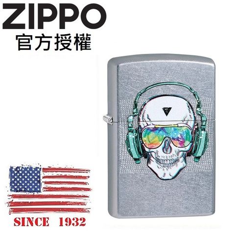 Zippo 【官方授權店】Skull Headphone Design 耳機骷髏設計防風打火機