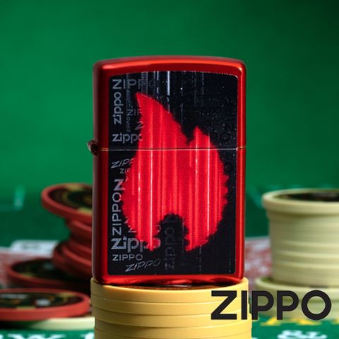 【ZIPPO官方授權店】Zippo Design 金屬紅色火焰標誌防風打火機