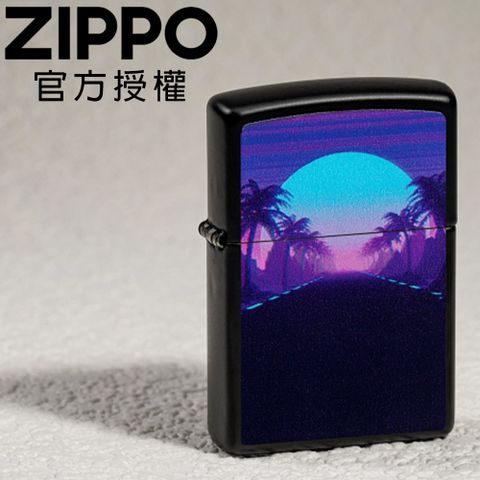 Zippo 【官方授權店】Sunset Black Light Design 日落大道(黑色夜光)防風打火機