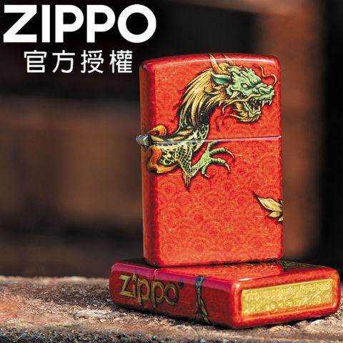 Zippo 【官方授權店】 Dragon Design 環繞紅龍防風打火機