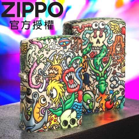 【ZIPPO官方授權店】Tattoo Theme Design 狂野拼貼防風打火機