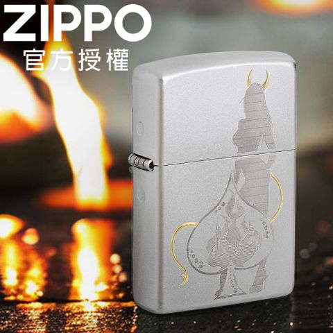 Zippo 【官方旗艦店】Devilish Ace Design 黑桃惡魔防風打火機