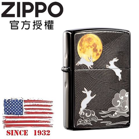 Zippo 【官方旗艦店】Moon and Rabbits Design 玉兔逐月(亞洲限量款)防風打火機