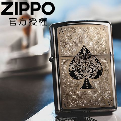 ZIPPO Ace Filigree 花紋黑桃A防風打火機