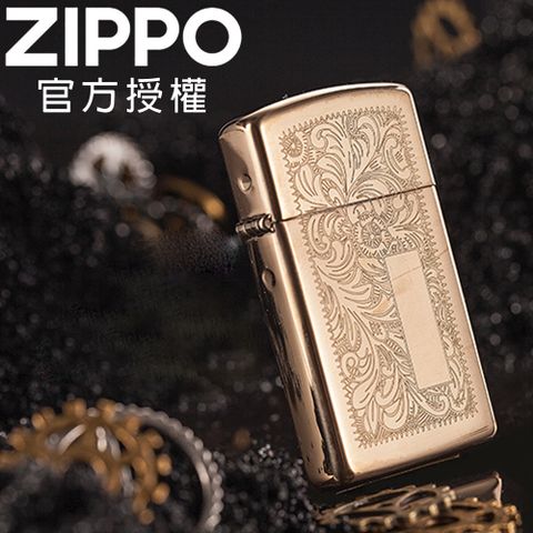 Zippo 【官方授權店】 Slim Brass Venetian 威尼斯金(窄版)防風打火機