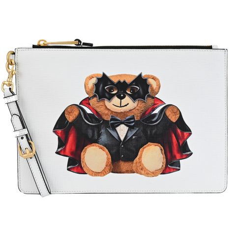 MOSCHINO 7A8429吸血鬼小熊手提萬用包手拿包 .白/大