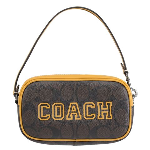 COACH JAMIE 經典印花LOGO迷你手提包.深咖/黃